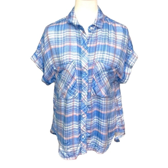 Bella Dahl Chambray Plaid Blouse - Picture 2 of 5